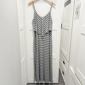 Mossimo Grey White Striped Summer Beach Maxi Dress